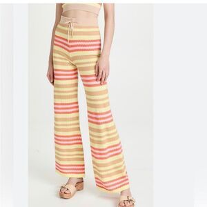 Scotch & Soda NEW Orange Yellow Pink Stripe Flare Knit Crochet Pants - XL